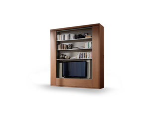 Rotating TV and Bookshelf Wall Bed with LED Lighting, Mattress Included