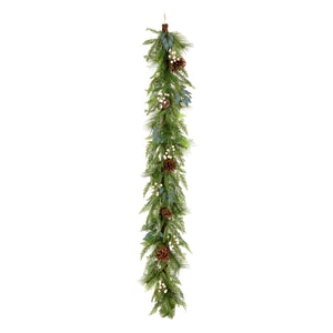 Natural Berry, Pine Cone and Cypress Christmas Garland, 1.8 m