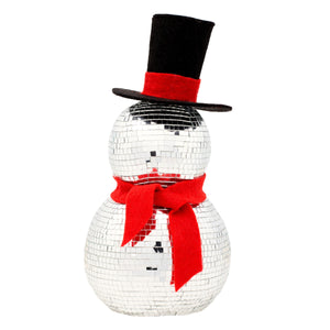 Disco Ball Snowman with Red Scarf, 30 cm