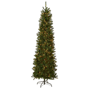 7.5ft Pre Lit Pencil Fir Christmas Tree, 350 Clear Lights