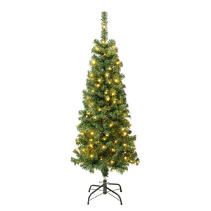 4,5 fot Pre Lit Linden Gran Julgran, 150 varma vita lysdioder