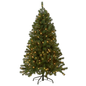 5ft Pre Lit Spruce Christmas Tree, 300 Clear Lights