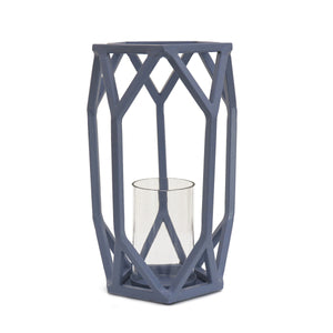 Dusty Blue Modern Candle Lantern, 28 cm