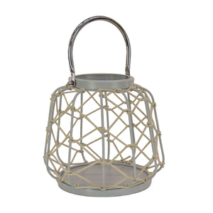 Glacier Grey Lantern with Rope Handle, 25 cm