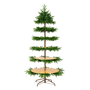 7.5ft Slim Platform Christmas Tree with Bamboo Display Shelves