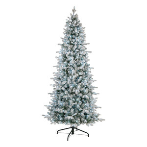 6ft Pre Lit Slim Snowy Blue Christmas Tree, LED Lights