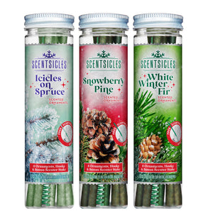 Christmas Tree Scent Sticks Trio, Fir, Snowberry Pine and Icicles on Spruce