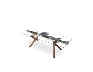 Clear Glass Extending Dining Table, 160 to 240 cm