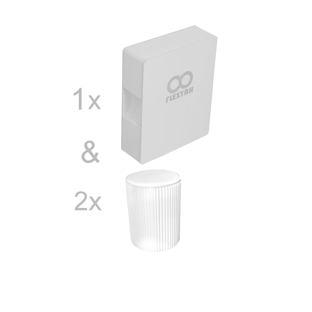 Expanding Paper Seating Set, Bench and 2 Stools, White