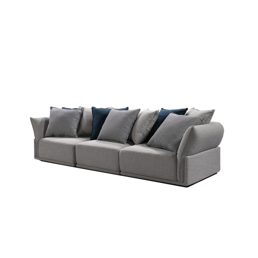 Grey Modular 3 Seat Sofa, Converts to Sleeper