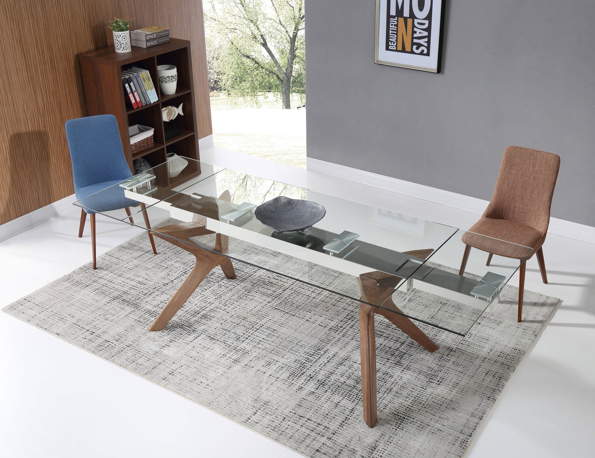 Clear Glass Extending Dining Table, 160 to 240 cm