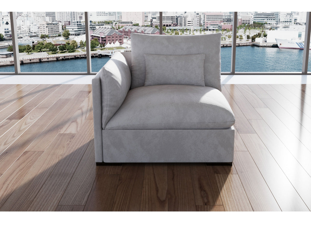 Feather Filled Modular Corner Seat, Elephant Grey