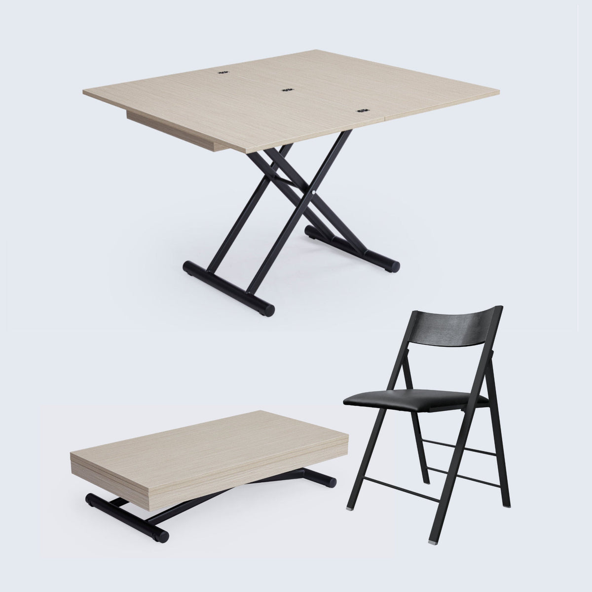 Raising Coffee to Dining Table Set with 4 Folding Chairs