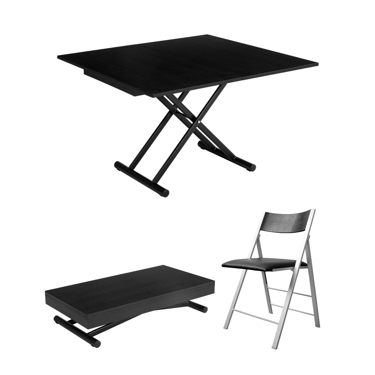 Raising Coffee to Dining Table Set with 4 Folding Chairs
