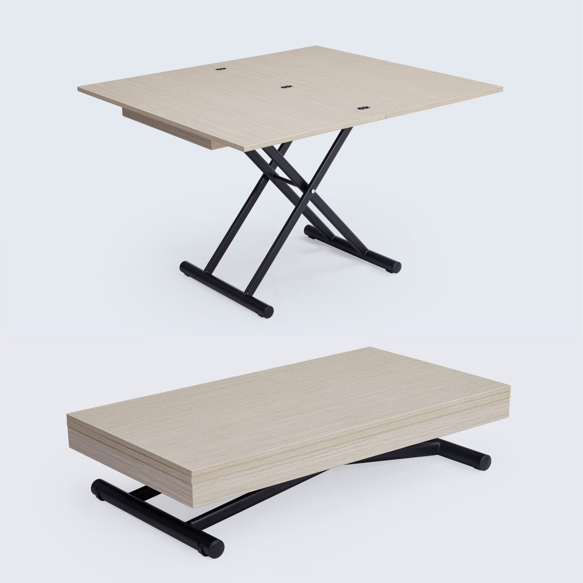 Square Coffee to Dining Table with Gas Lift and Hidden Wheels