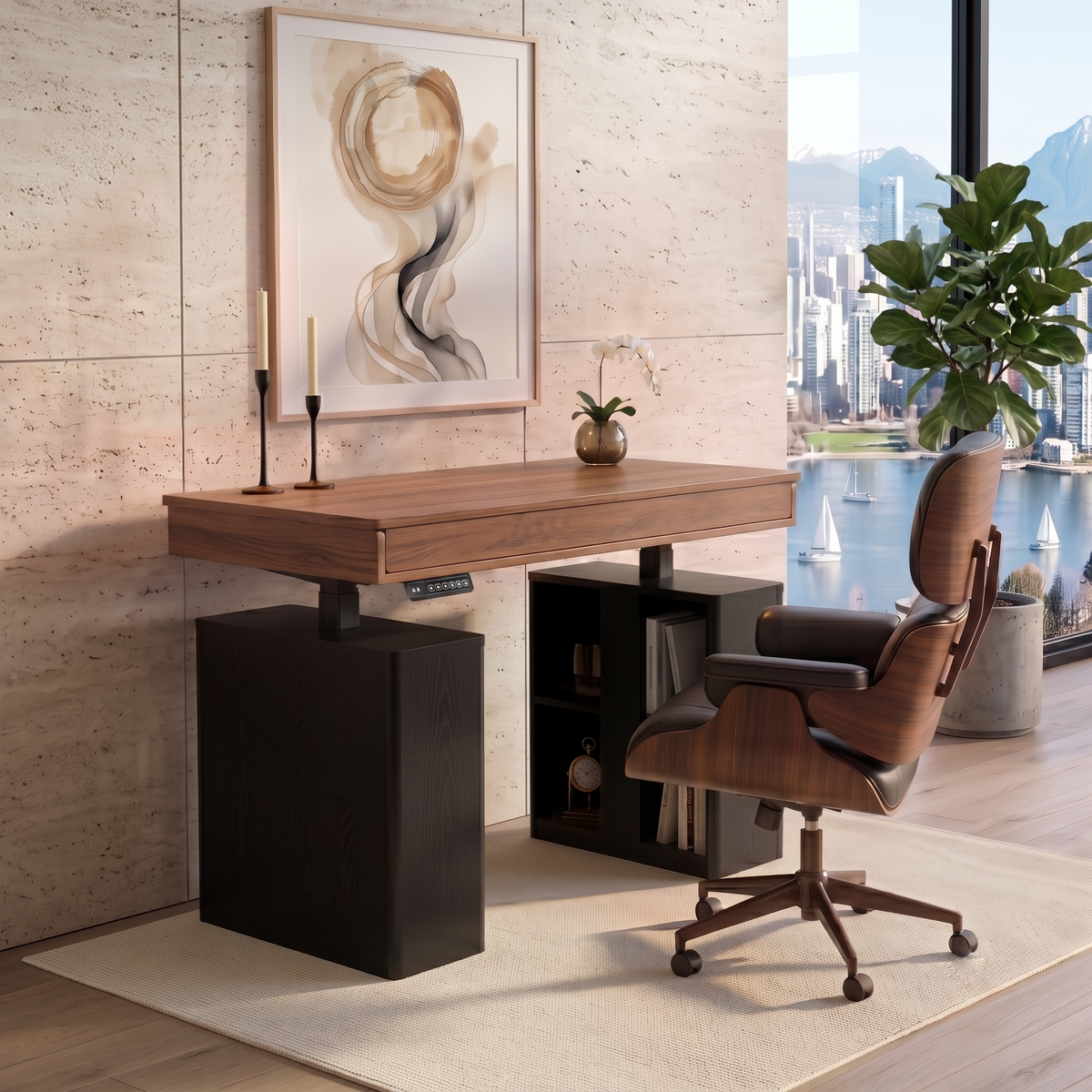 Motorised Standing Desk with Lift Top Storage