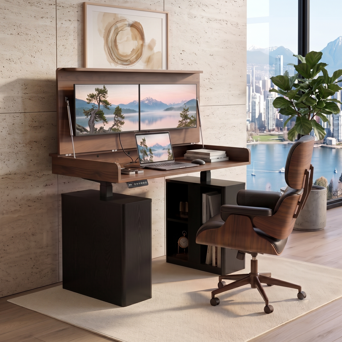 Motorised Standing Desk with Lift Top Storage