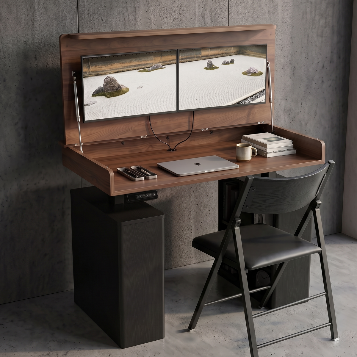 Motorised Standing Desk with Lift Top Storage