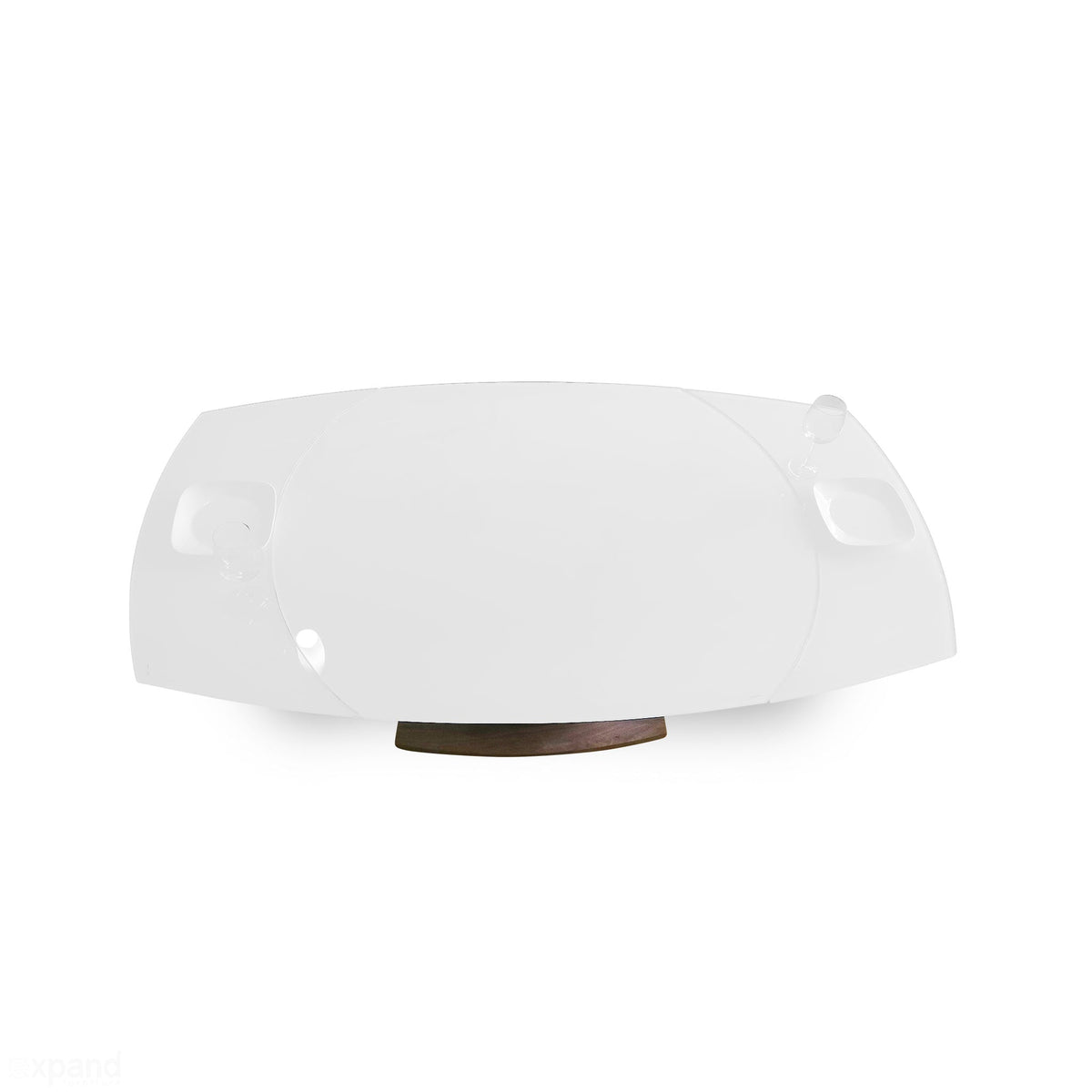 Oval White Glass Rotating Extending Table, Seats 8