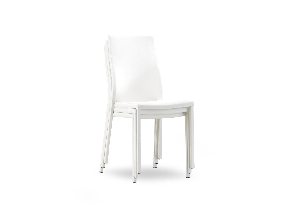 White Stackable Dining Chairs, Set of 4