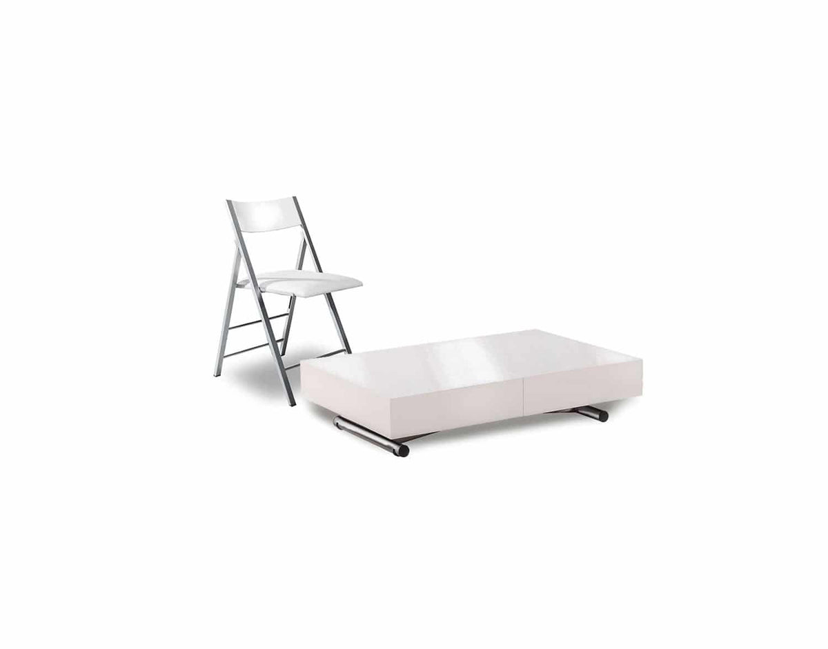 Coffee to Dining Table Set with 8 Folding Chairs