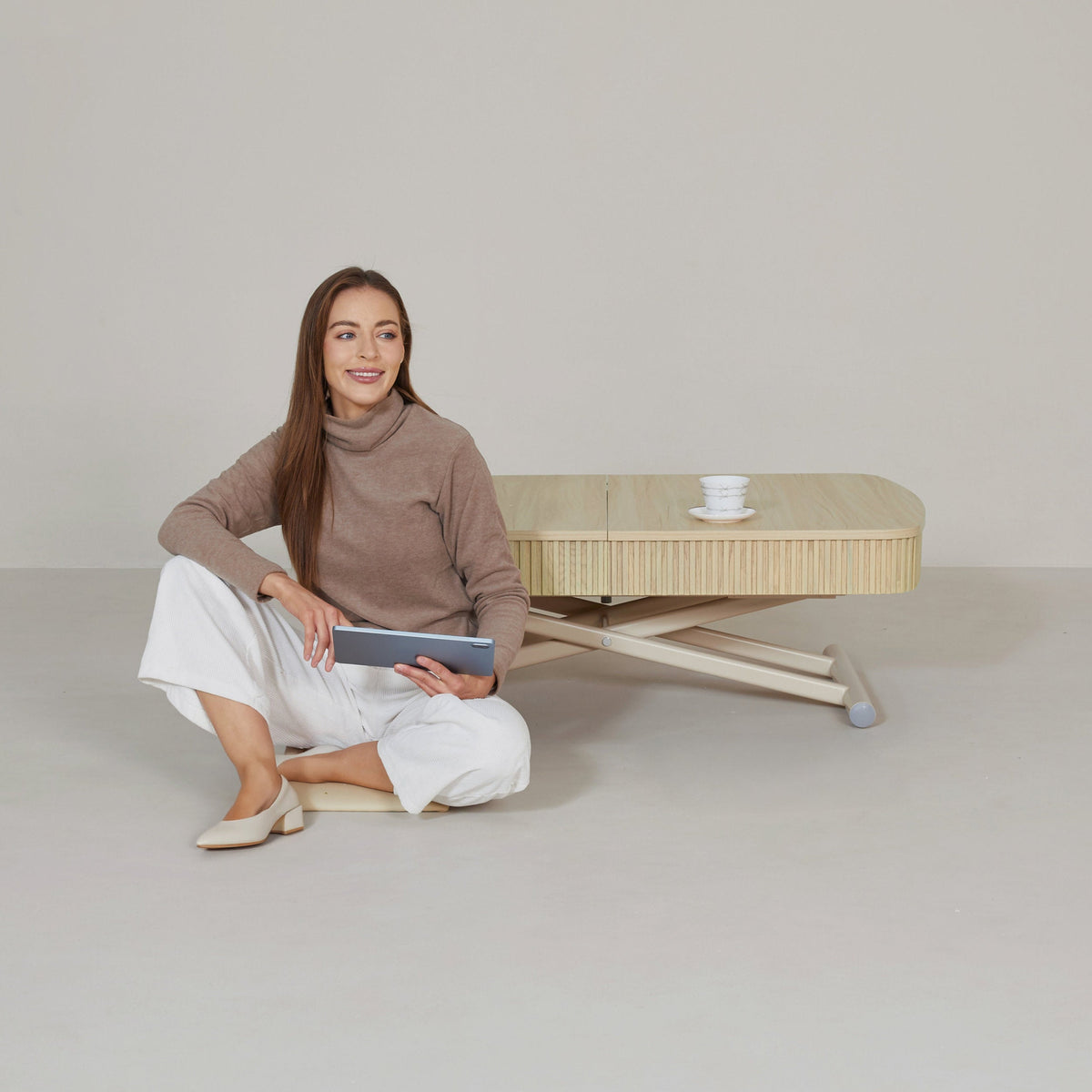 Curved Oak Coffee to Dining Table