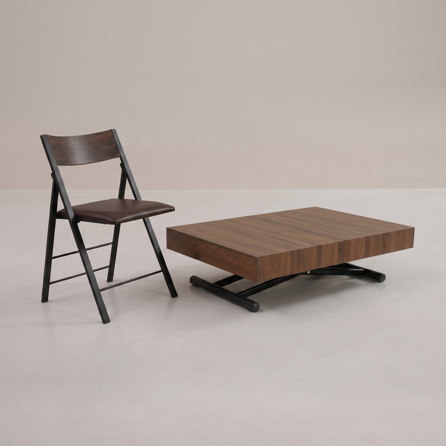 Coffee to Dining Table Set with 8 Folding Chairs