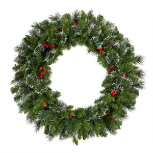 76 cm Pre Lit Spruce Christmas Wreath with Silver Bristle