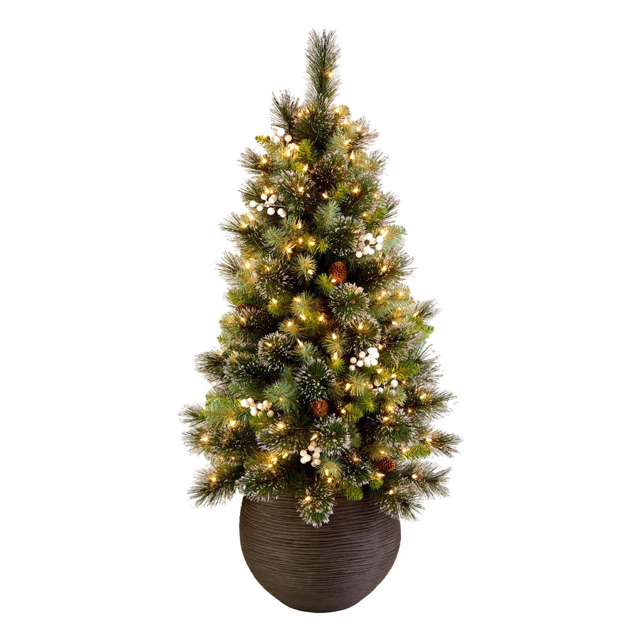 4ft Pre Lit Glitter Spruce Entrance Tree, Clear Lights