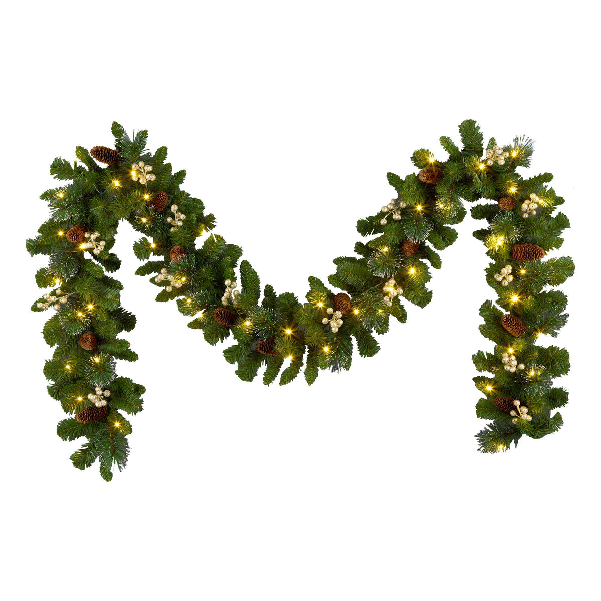 Pre Lit Gold Spruce Garland, 50 Clear Lights, 2.7 m