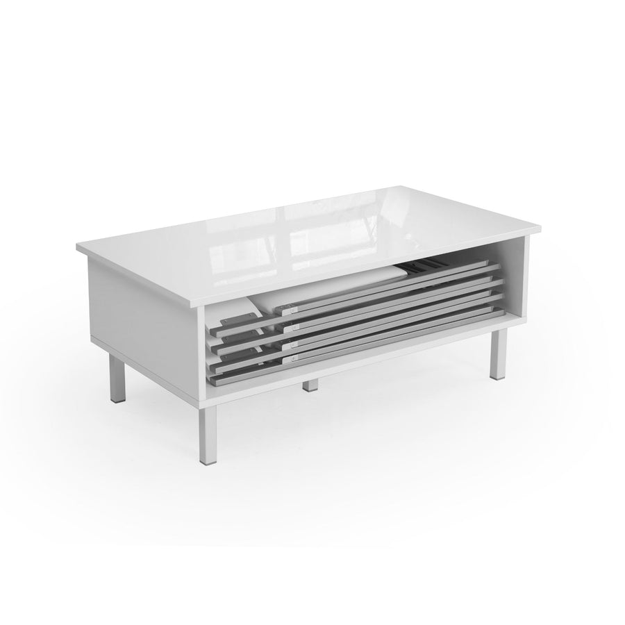 Open Side Coffee Table with Chair Storage