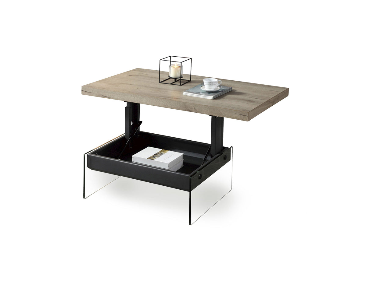 Large Lift Top Coffee to Dining Table with Glass Base