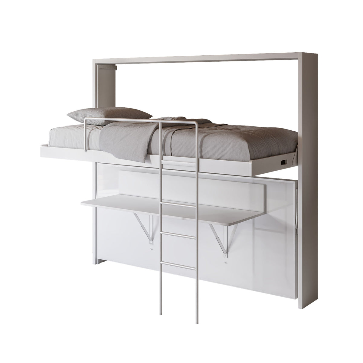 Fold Away Wall Bunk Beds with Desk, Mattresses Included
