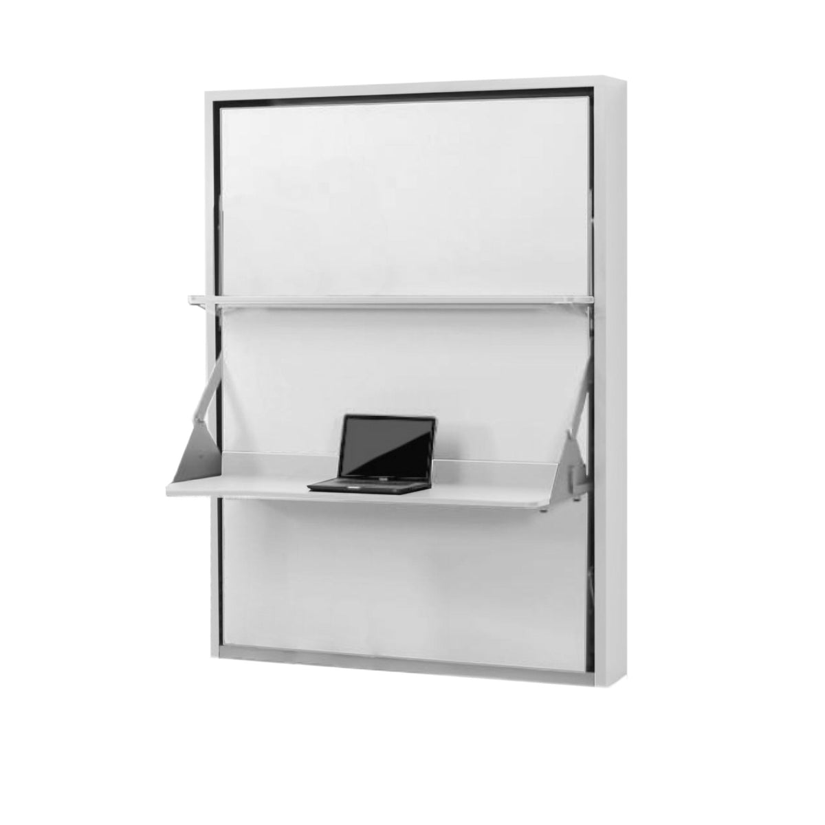 Italian Vertical Wall Bed with Desk and Floating Shelf