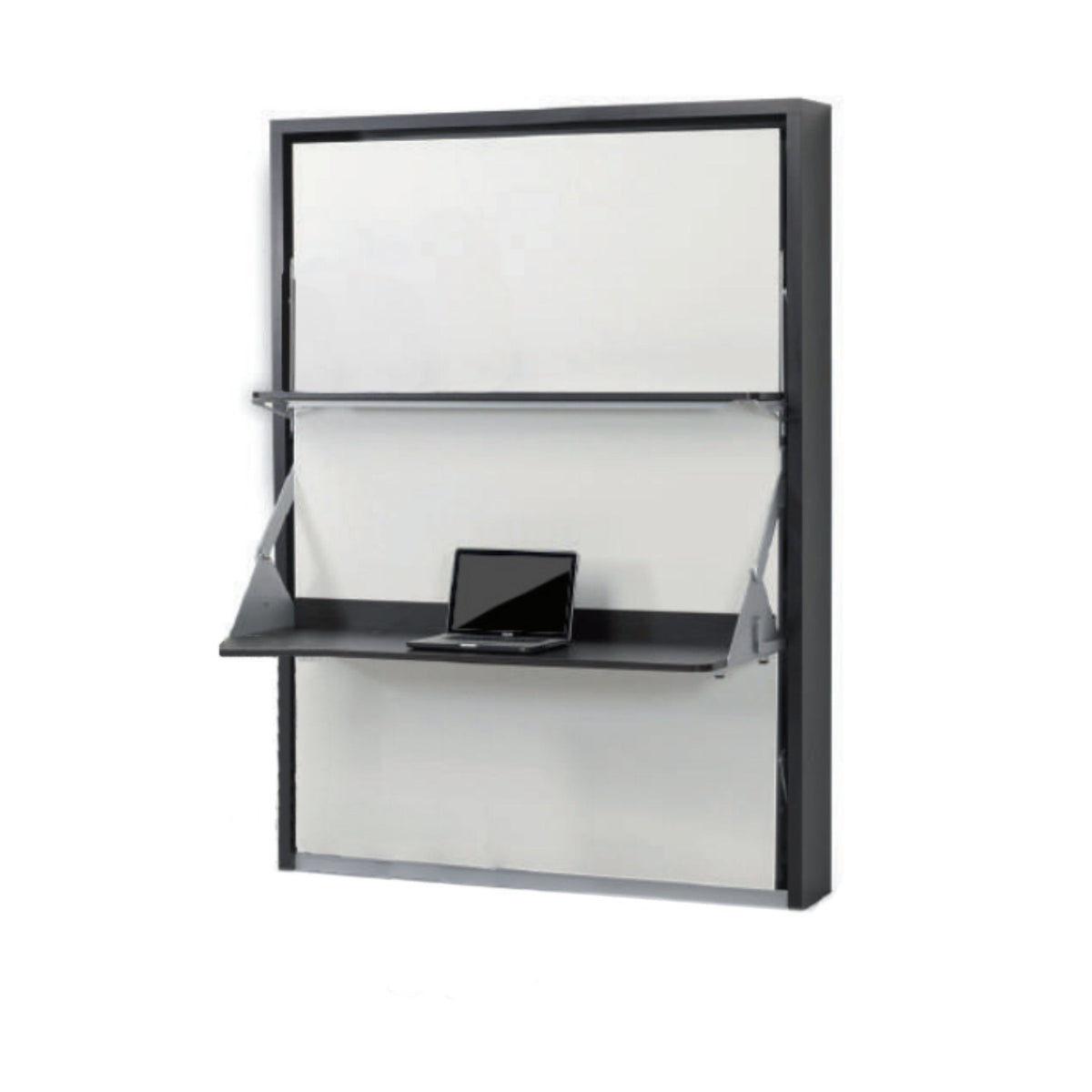 Italian Vertical Wall Bed with Desk and Floating Shelf