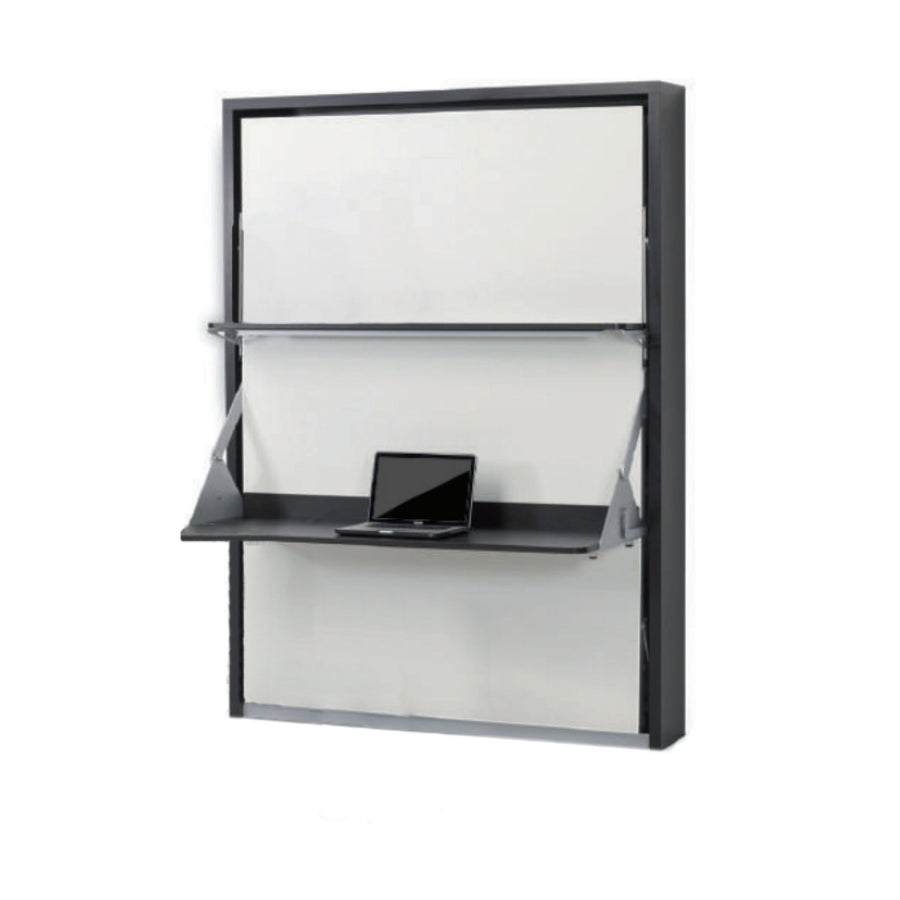 Italian Vertical Wall Bed with Desk and Floating Shelf