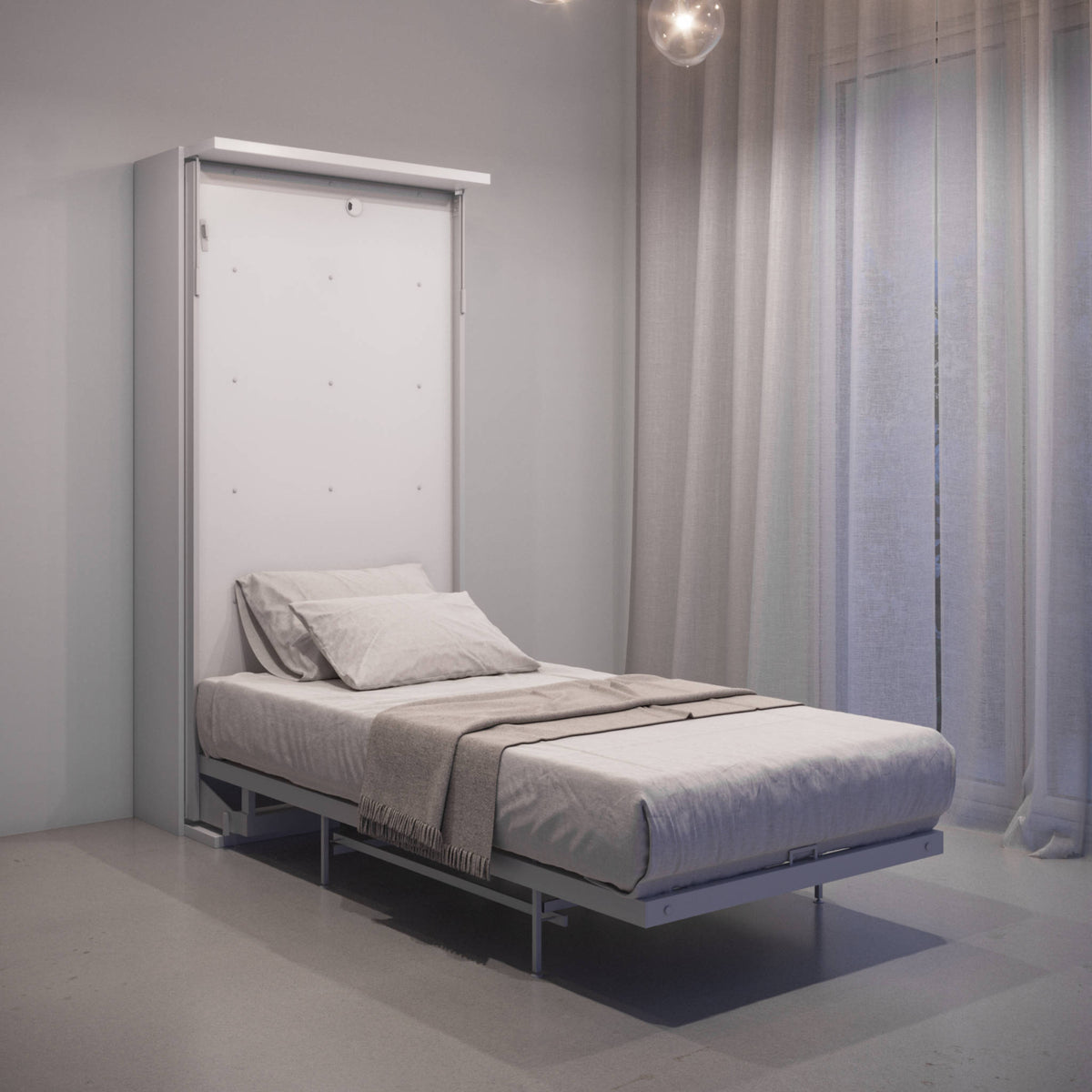 Rotating Bookcase Single Wall Bed with Desk