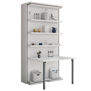 Rotating Bookcase Single Wall Bed with Desk
