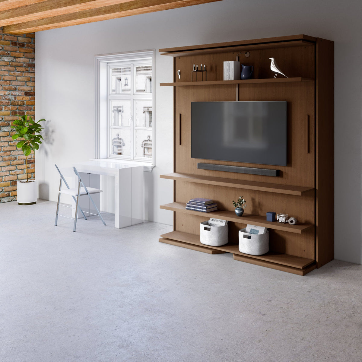 Estantería giratoria y cama de pared para TV, tamaño King del Reino Unido