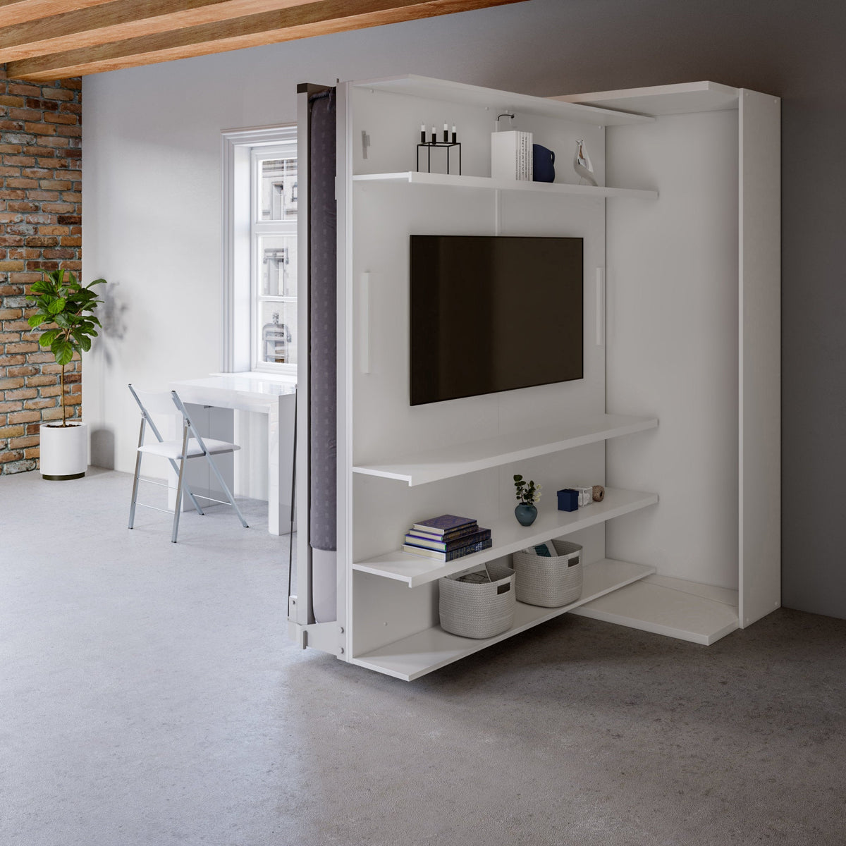 Estantería giratoria y cama de pared para TV, tamaño King del Reino Unido