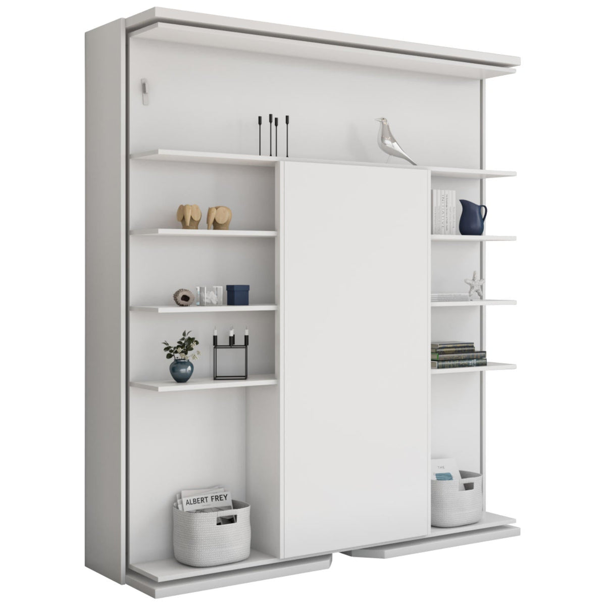 Rotating Bookcase Wall Bed with Fold Out Table, UK King Size