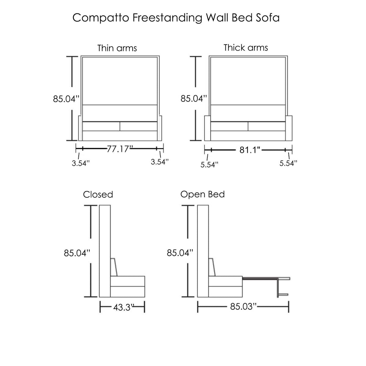Free Standing Sofa Wall Bed, No Wall Fixing Needed