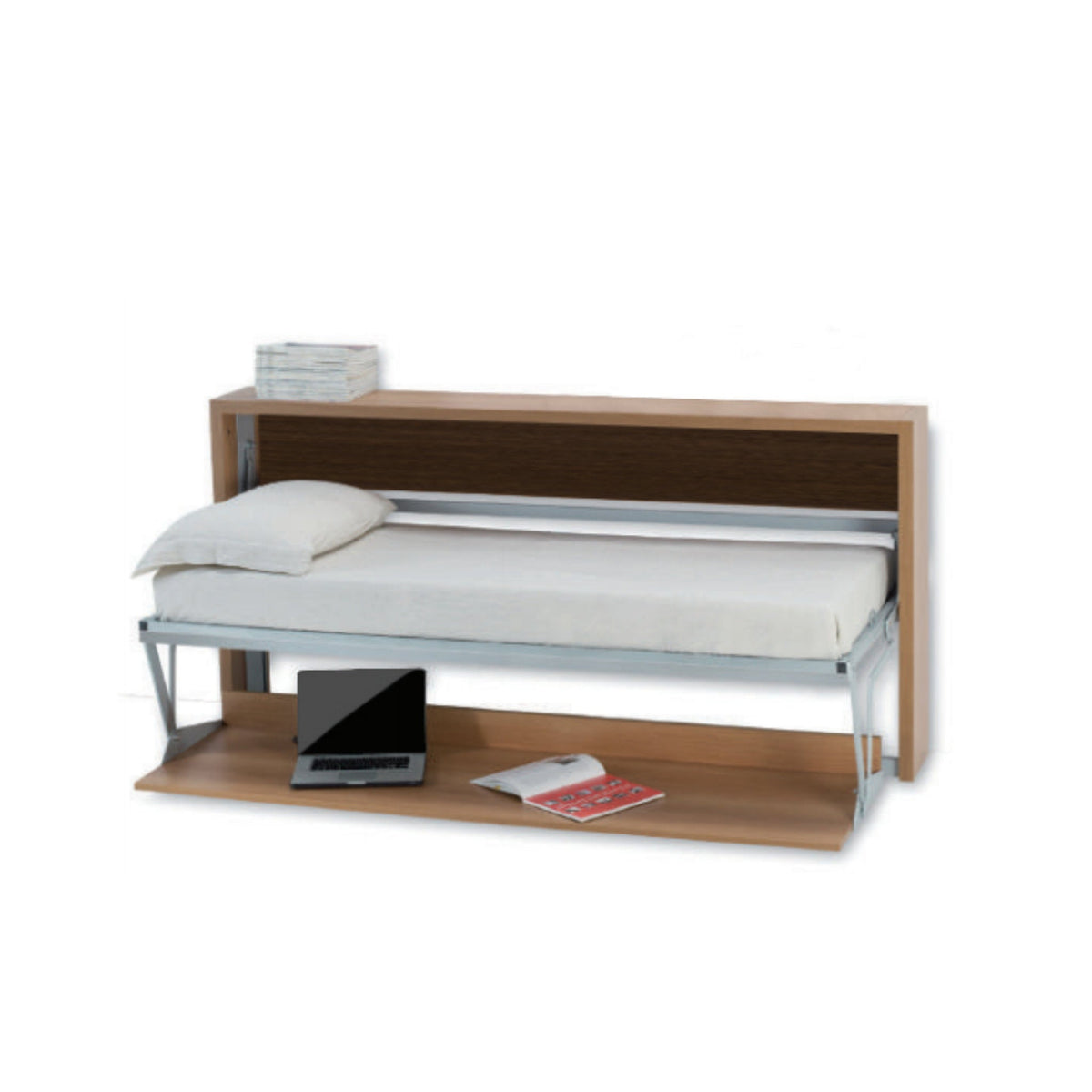 Horizontal Single Wall Bed with Floating Desk