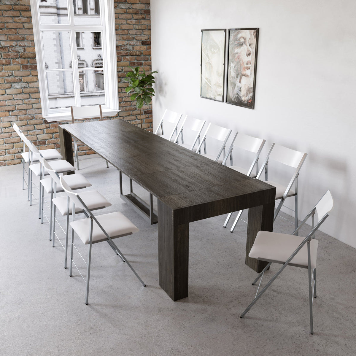 Extending Dining Table with Built In Leaf Storage