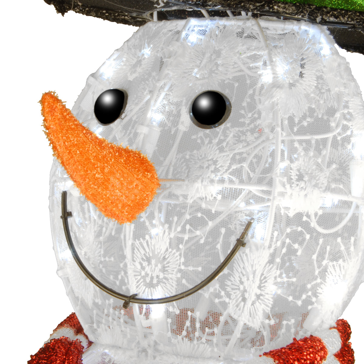 Pre Lit Snowflake Fabric Snowman, 122 cm