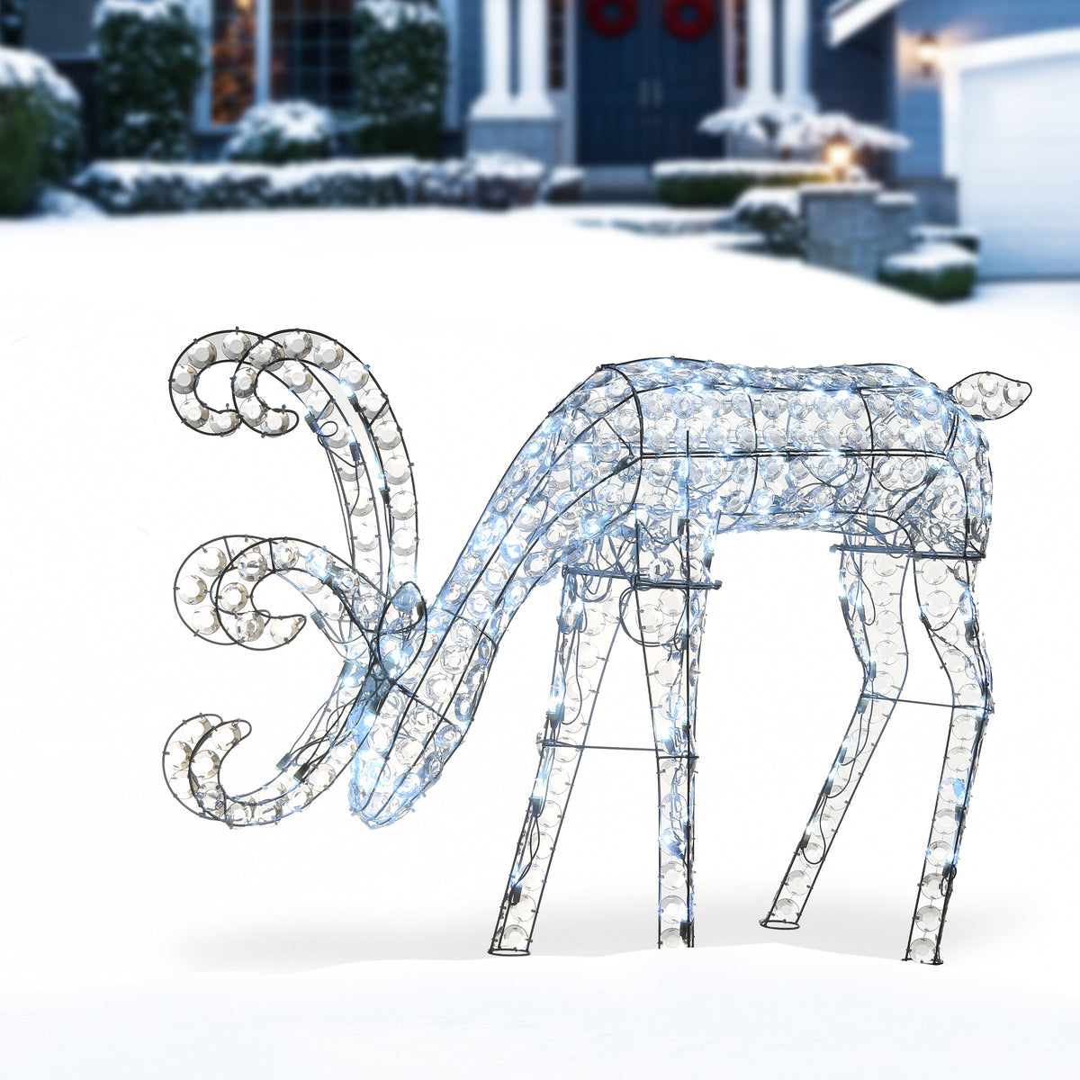 Crystal Bead Light Up Grazing Reindeer, 79 cm