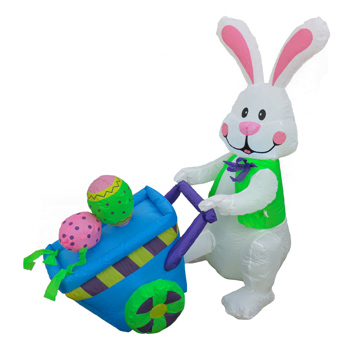 Inflatable Easter Bunny with Wheelbarrow, 122 cm