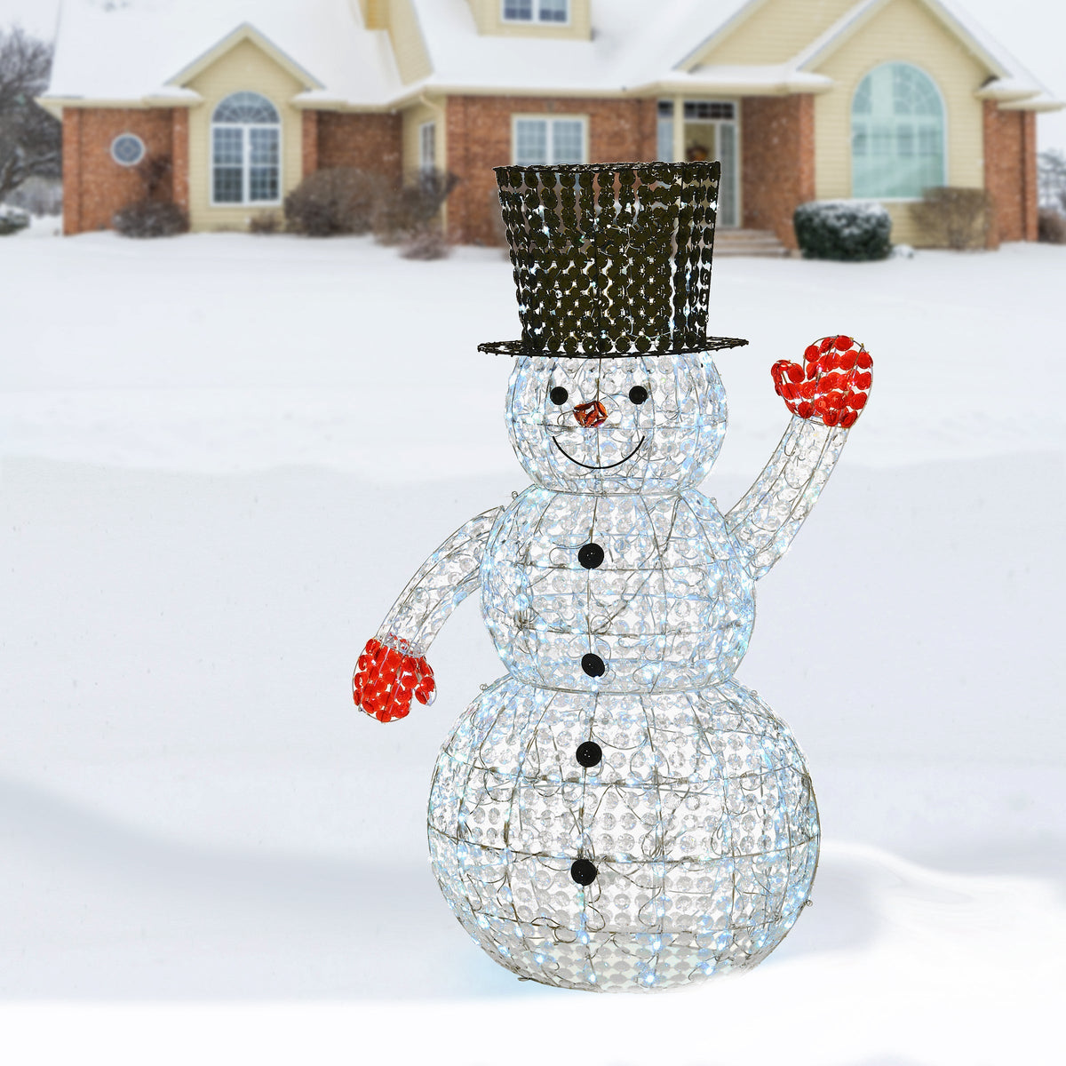 Crystal Bead Light Up Snowman, 152 cm