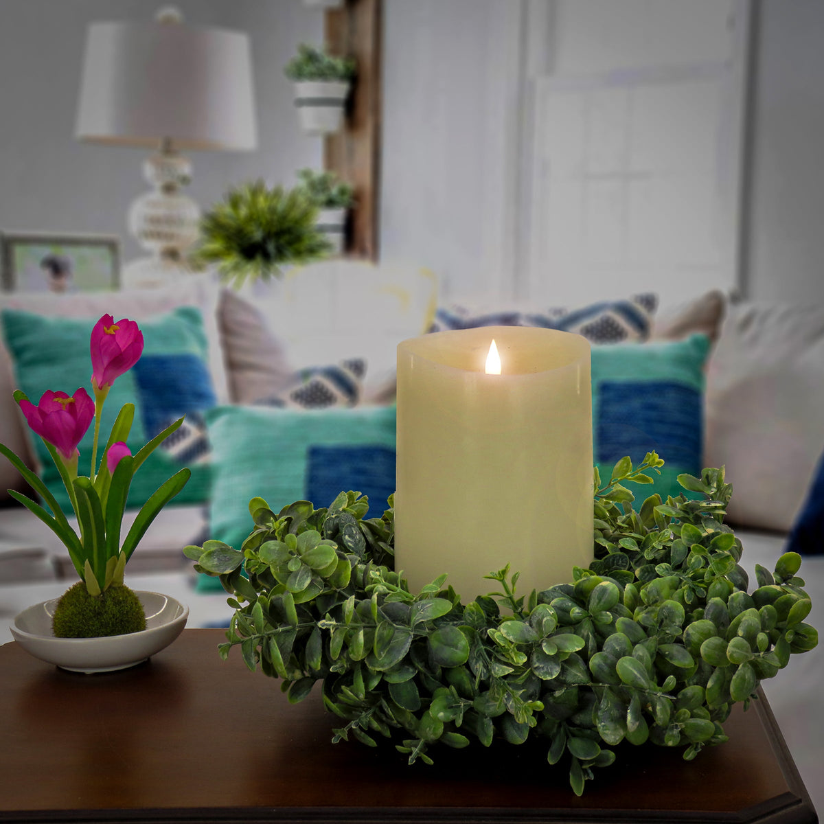 Button Fern Table Wreath, 41 cm