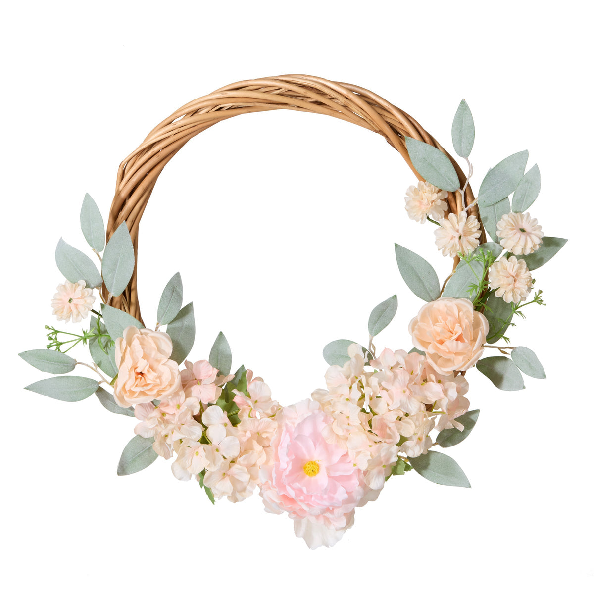 Peony and Rose Hoop Wreath, 48 cm